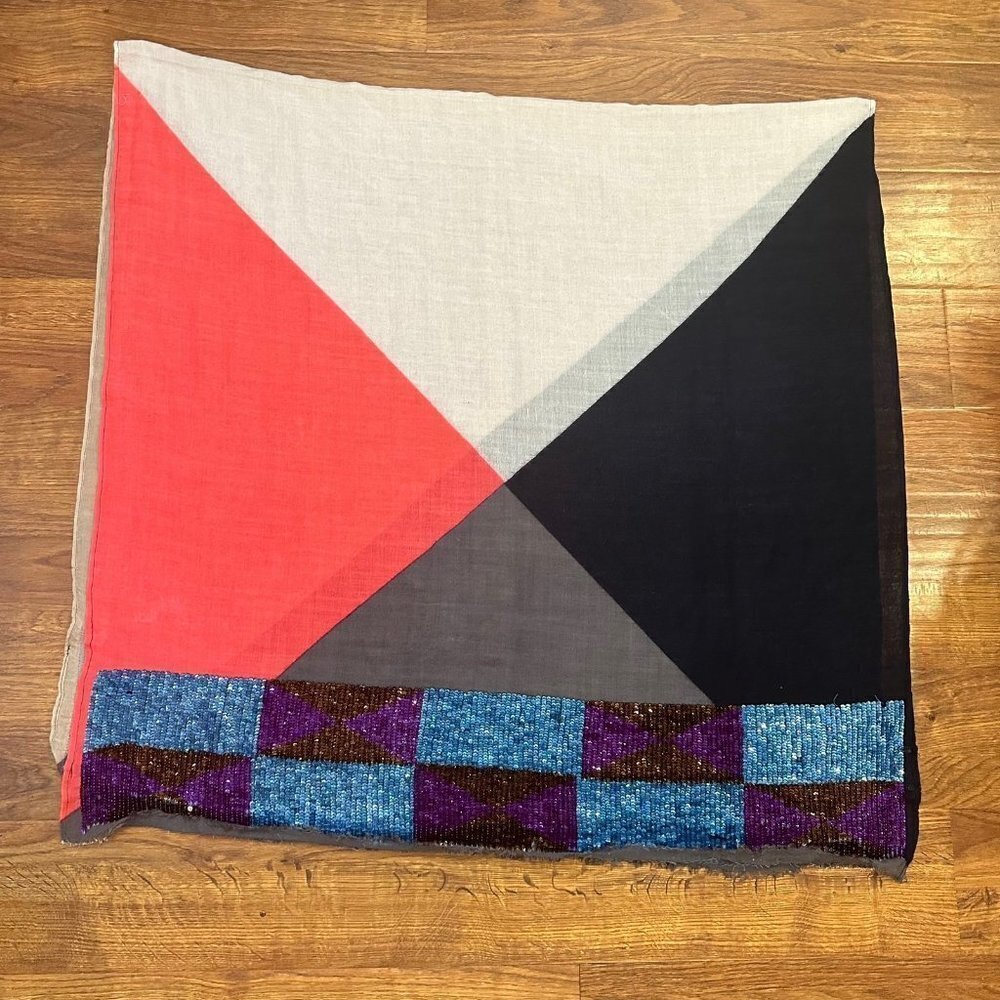 Essentiel Antwerp lightweight blanket scarf with sequin trim - Picture 4 of 6
